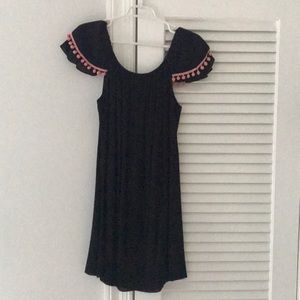 Misa Black Dress with Pink Pom Poms Size M